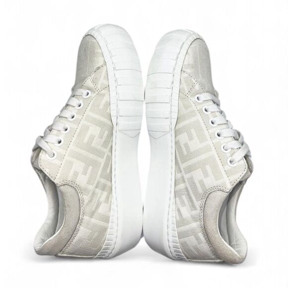 FENDI Off White Monogram FF Zucca Logo Low Top Sneakers Size EU36.5 - Picture 8 of 12